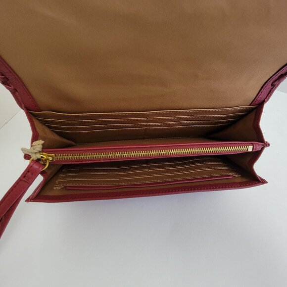 HOBO Era Wristlet Leather Clutch Wallet in Sangria - Picture 12 of 15